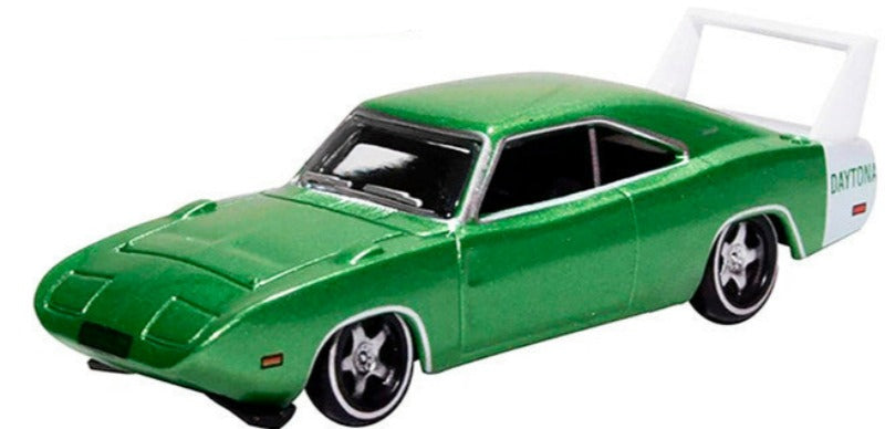 1969 Dodge Charger Daytona Metallic Bright Green with White Stripe 1/87 (HO) Scale Diecast Model Car by Oxford Diecast