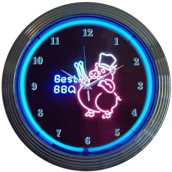 BBQ Pig 15" Neon Clock by Neonetics