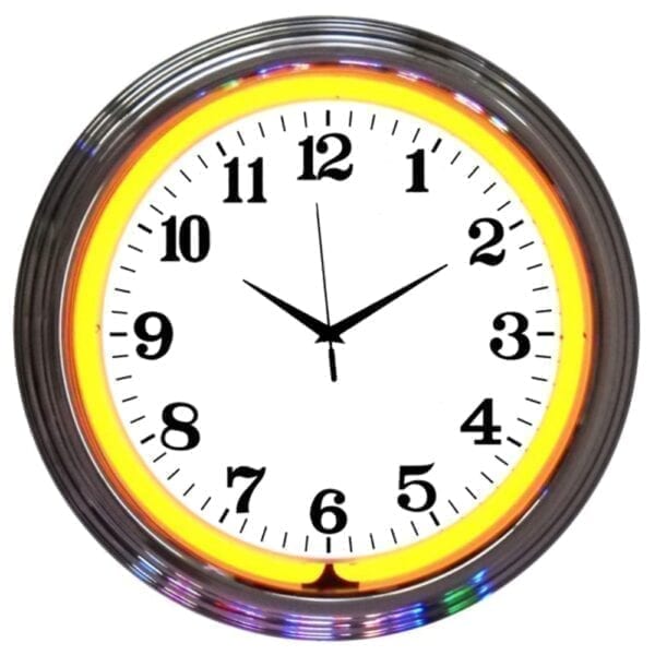 Chrome Rim 15" Orange Neon Clock by Neonetics