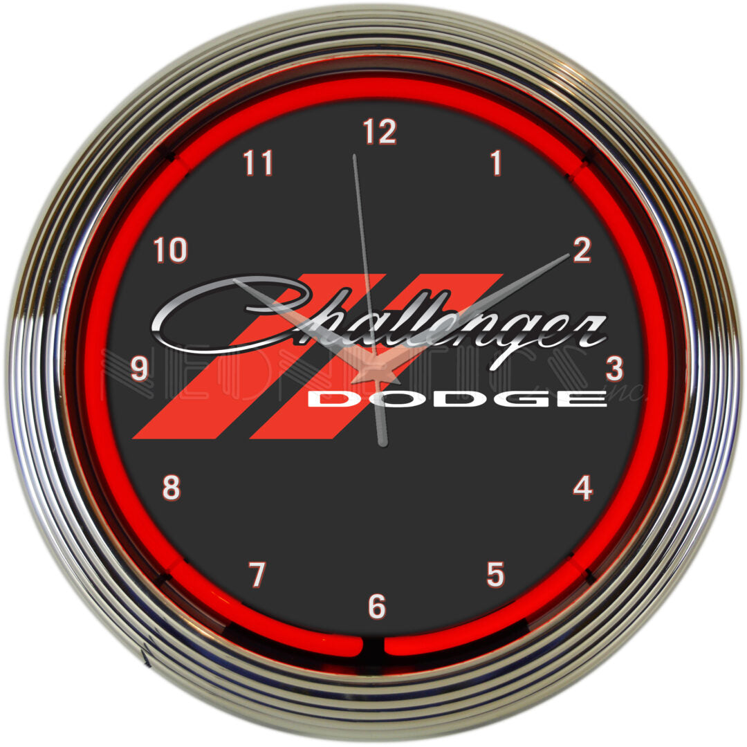 Dodge Challenger 15" Red Neon Clock by Neonetics