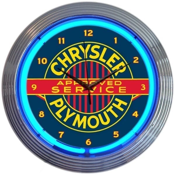 Chrysler / Plymouth 15" Blue Neon Clock by Neonetics