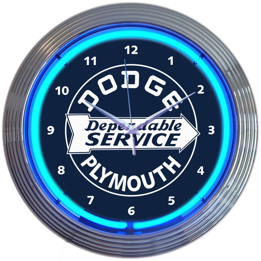 Dodge Dependable Service 15" Blue Neon Clock by Neonetics