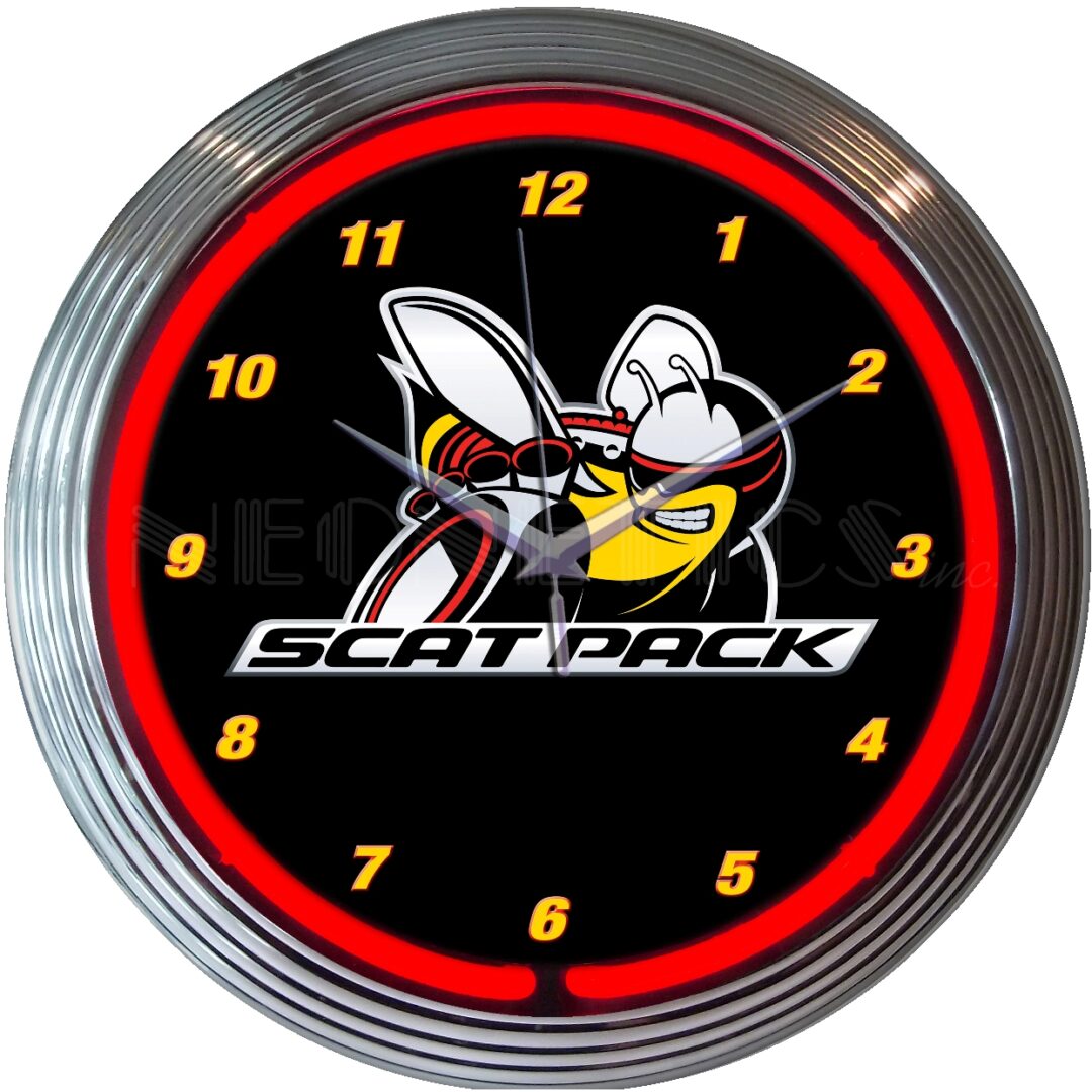 Dodge Scat Pack 15" Red Neon Round Wall Clock – by Neonetics