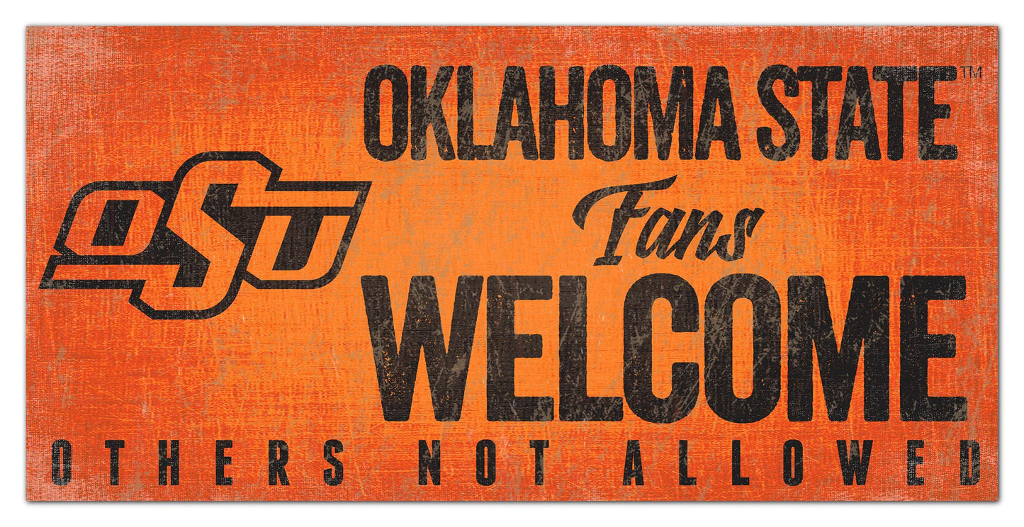 Oklahoma State Cowboys Fans Welcome 6" x 12" Sign by Fan Creations