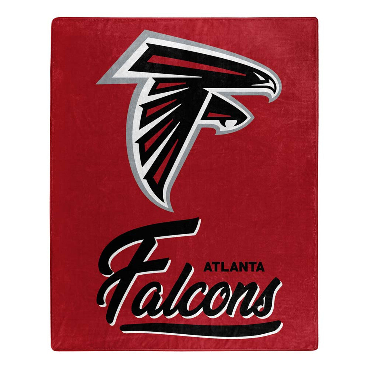 Atlanta Falcons NFL Raschel Blanket: 50x60", soft polyester with team colors, name, logo, decorative edges, officially licensed.