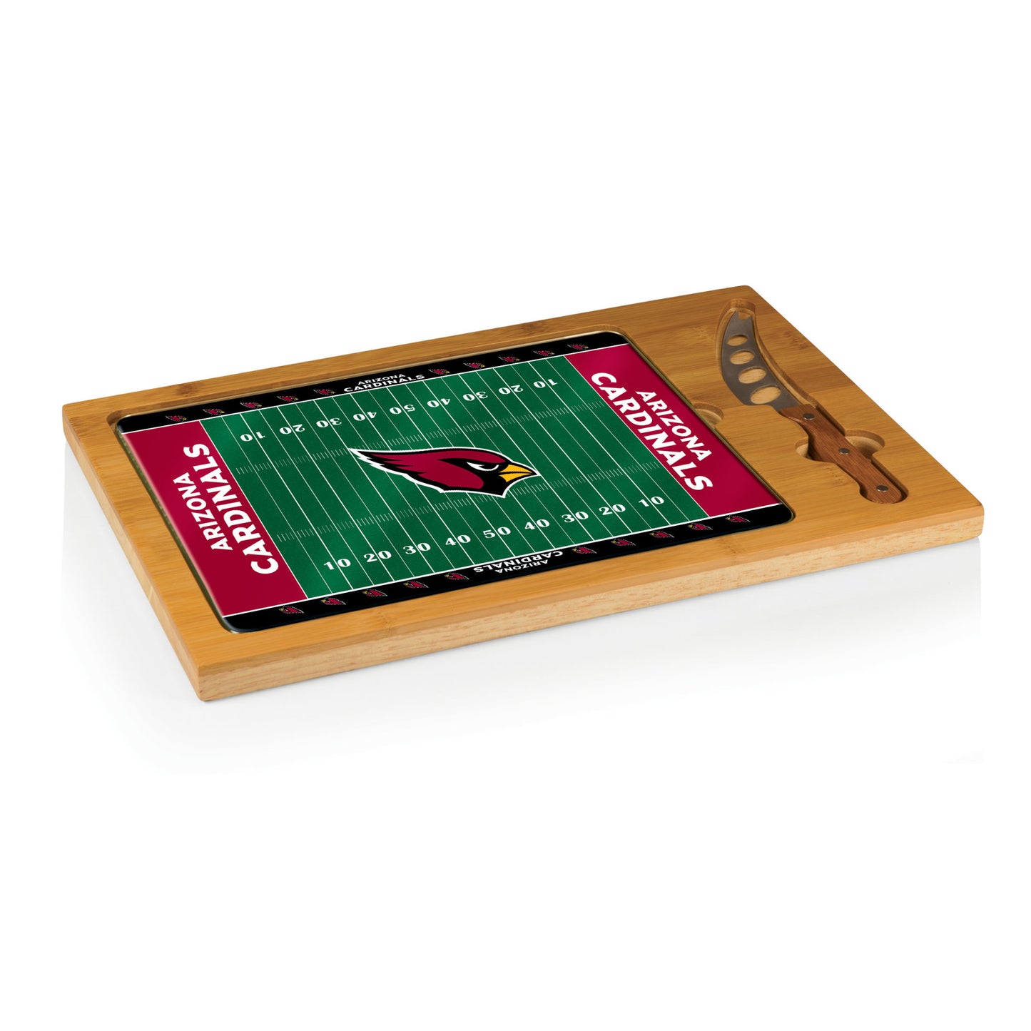 Arizona Cardinals – Icon Glass Top Cutting Board & Knife Set by Picnic Time