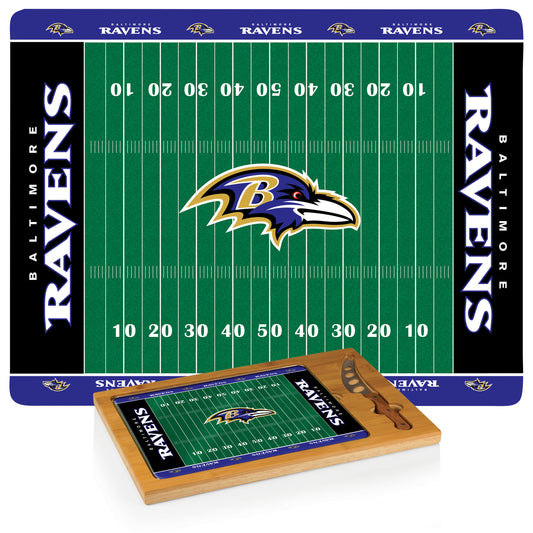 Baltimore Ravens - Icon Glass Top Cutting Board & Knife Set by Picnic Time