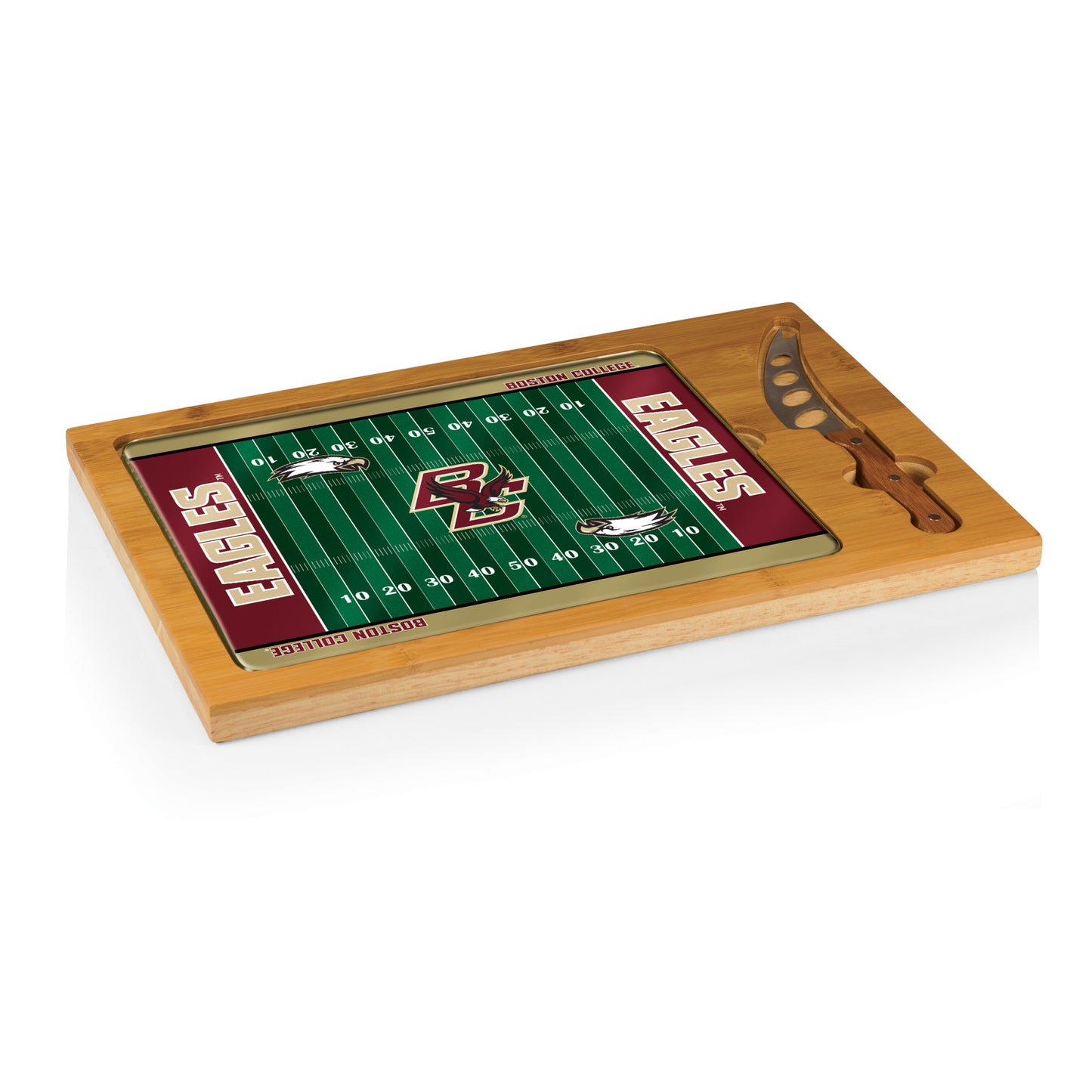 Boston College Eagles – Icon Glass Top Cutting Board & Knife Set by Picnic Time