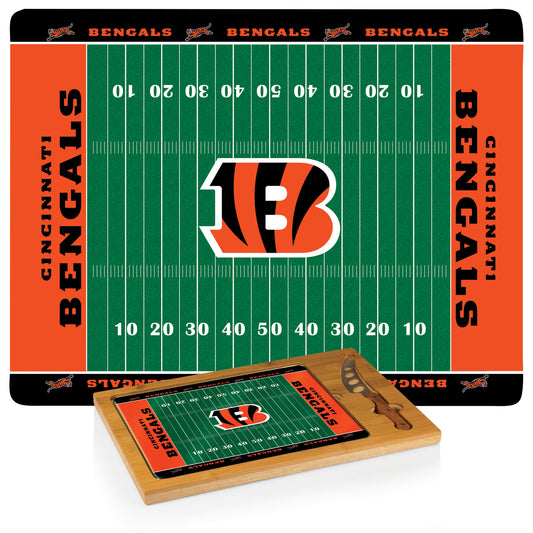 Cincinnati Bengals - Icon Glass Top Cutting Board & Knife Set by Picnic Time
