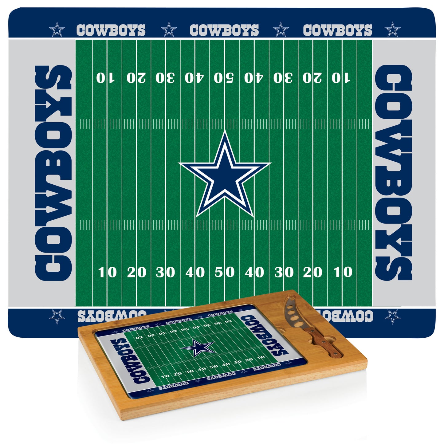 Dallas Cowboys - Icon Glass Top Cutting Board & Knife Set by Picnic Time
