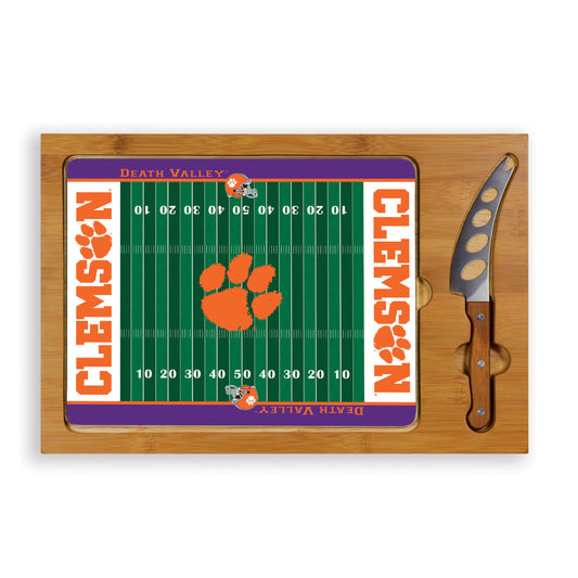 Clemson Tigers  – Icon Glass Top Cutting Board & Knife Set by Picnic Time