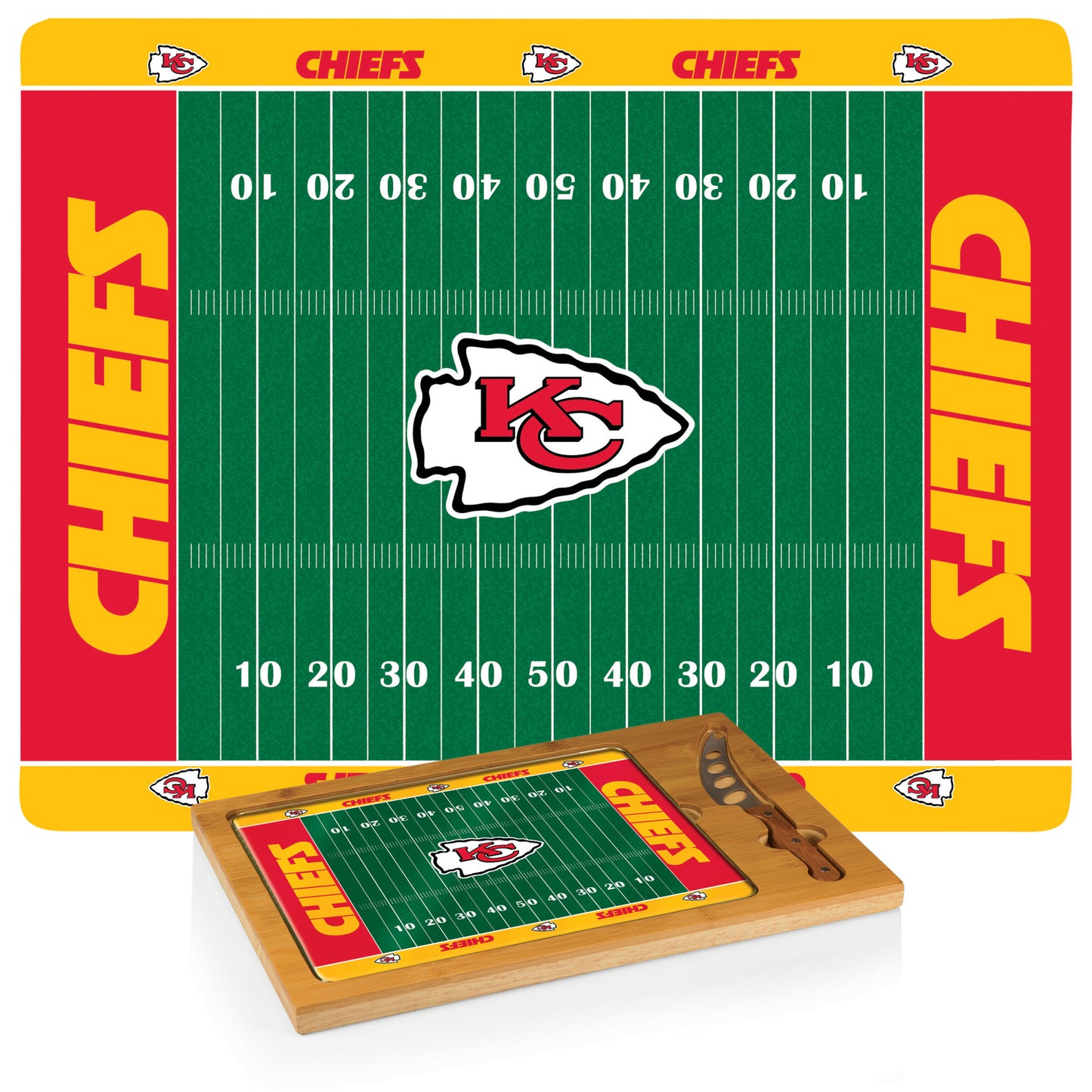 Kansas City Chiefs - Icon Glass Top Cutting Board & Knife Set by Picnic Time