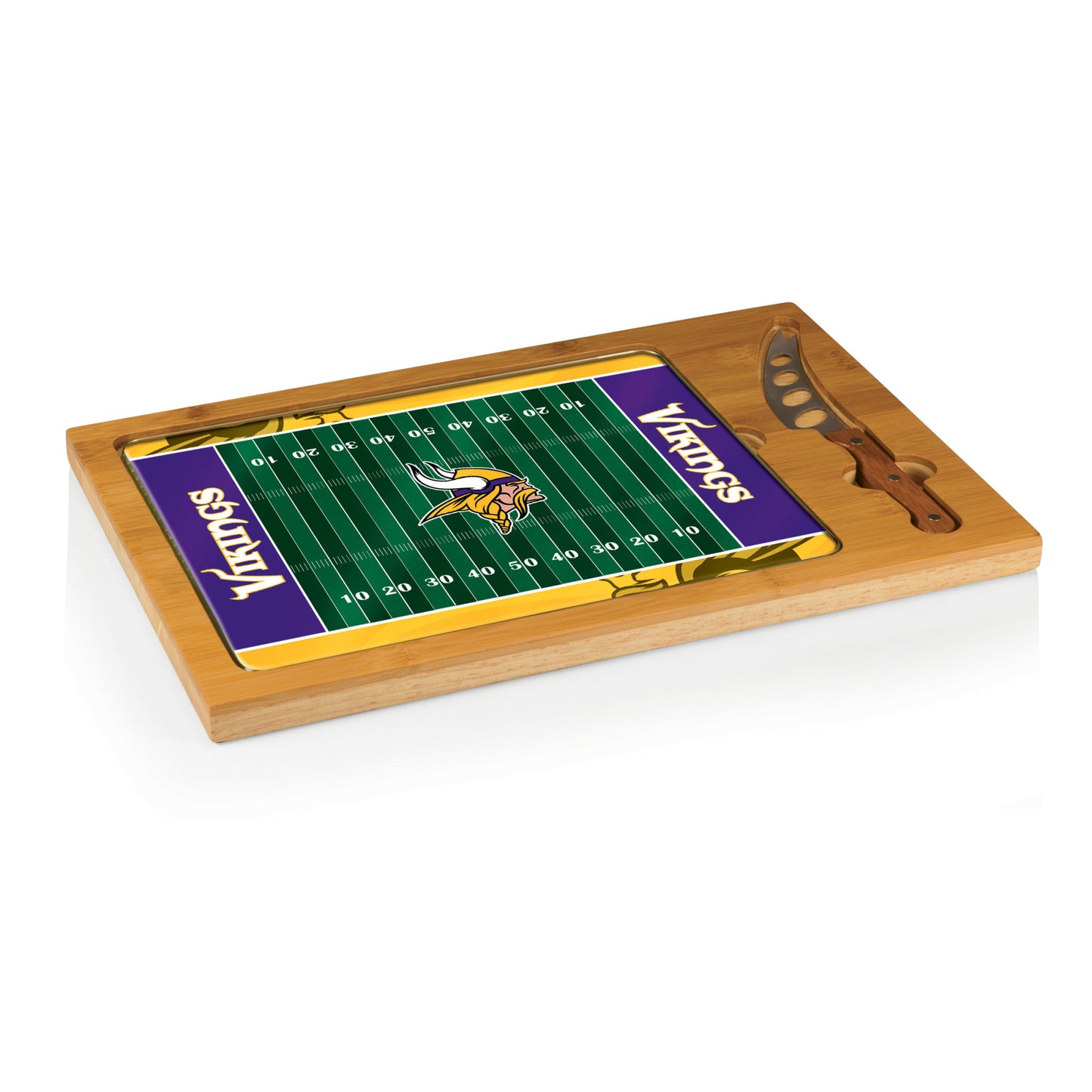Minnesota Vikings - Icon Glass Top Cutting Board & Knife Set by Picnic Time