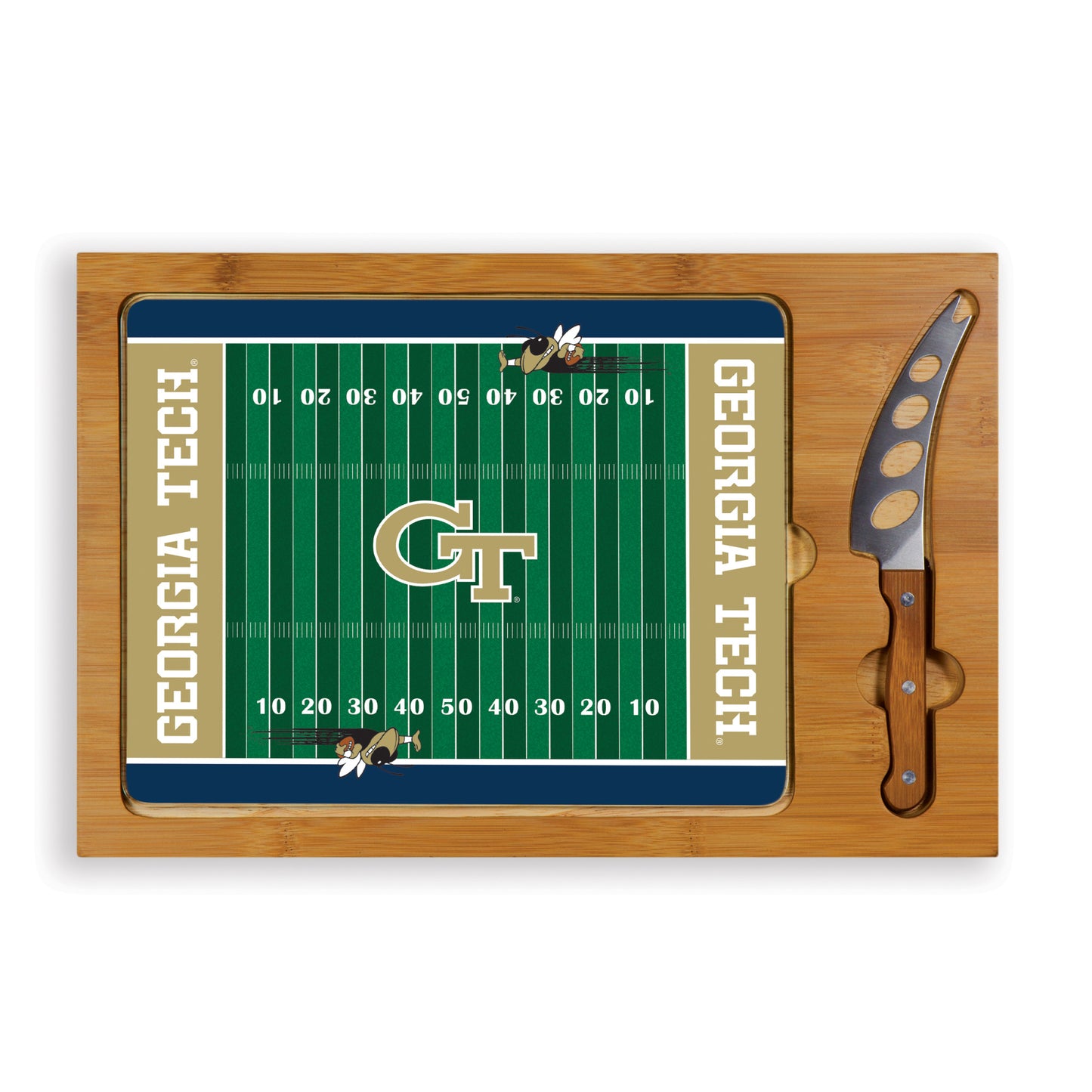 Georgia Tech Yellow Jackets -  Icon Glass Top Cutting Board & Knife Set by Picnic Time