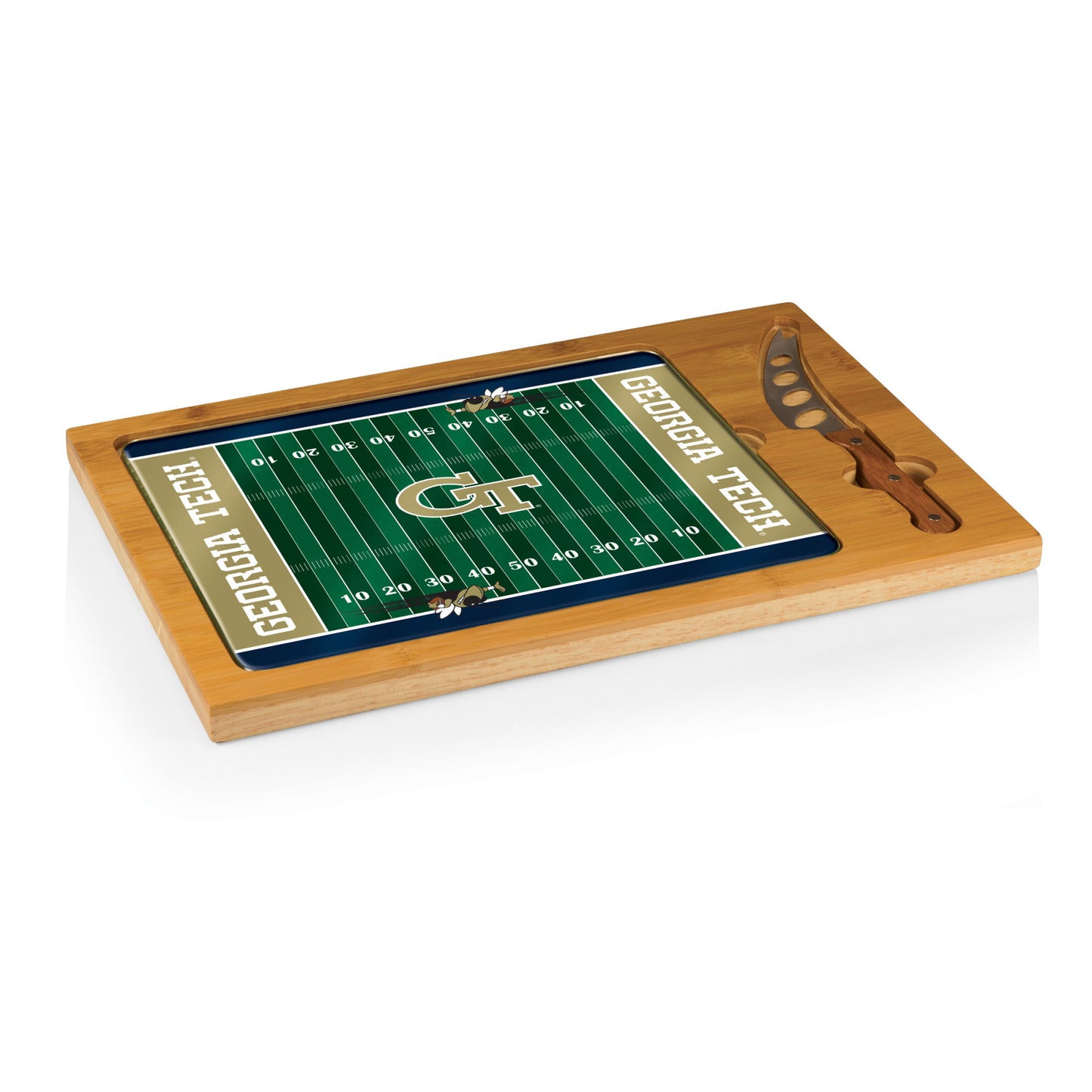 Georgia Tech Yellow Jackets -  Icon Glass Top Cutting Board & Knife Set by Picnic Time