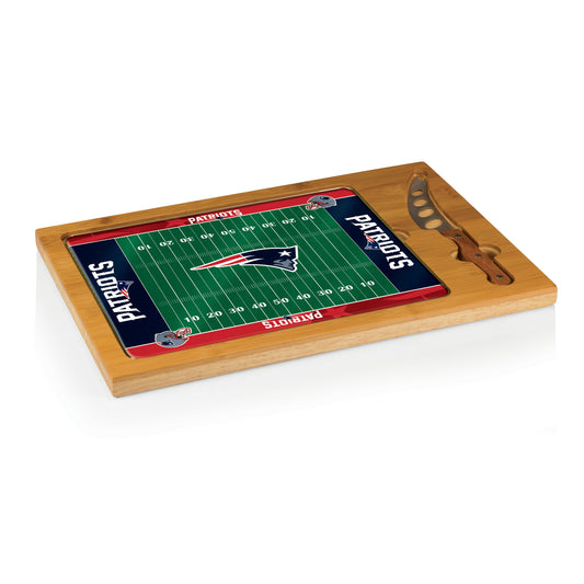 New England Patriots -  Icon Glass Top Cutting Board & Knife Set by Picnic Time