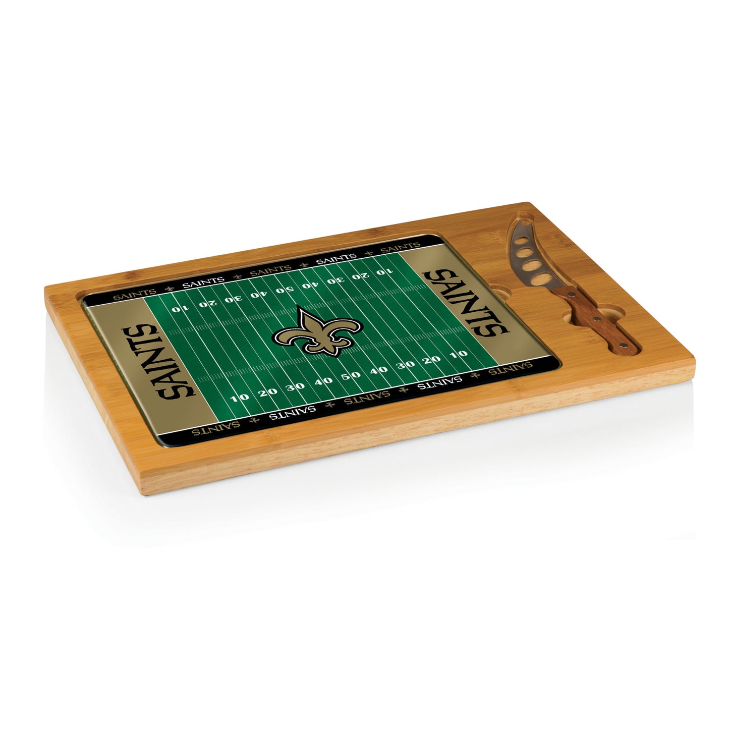 New Orleans Saints - Icon Glass Top Cutting Board & Knife Set by Picnic Time