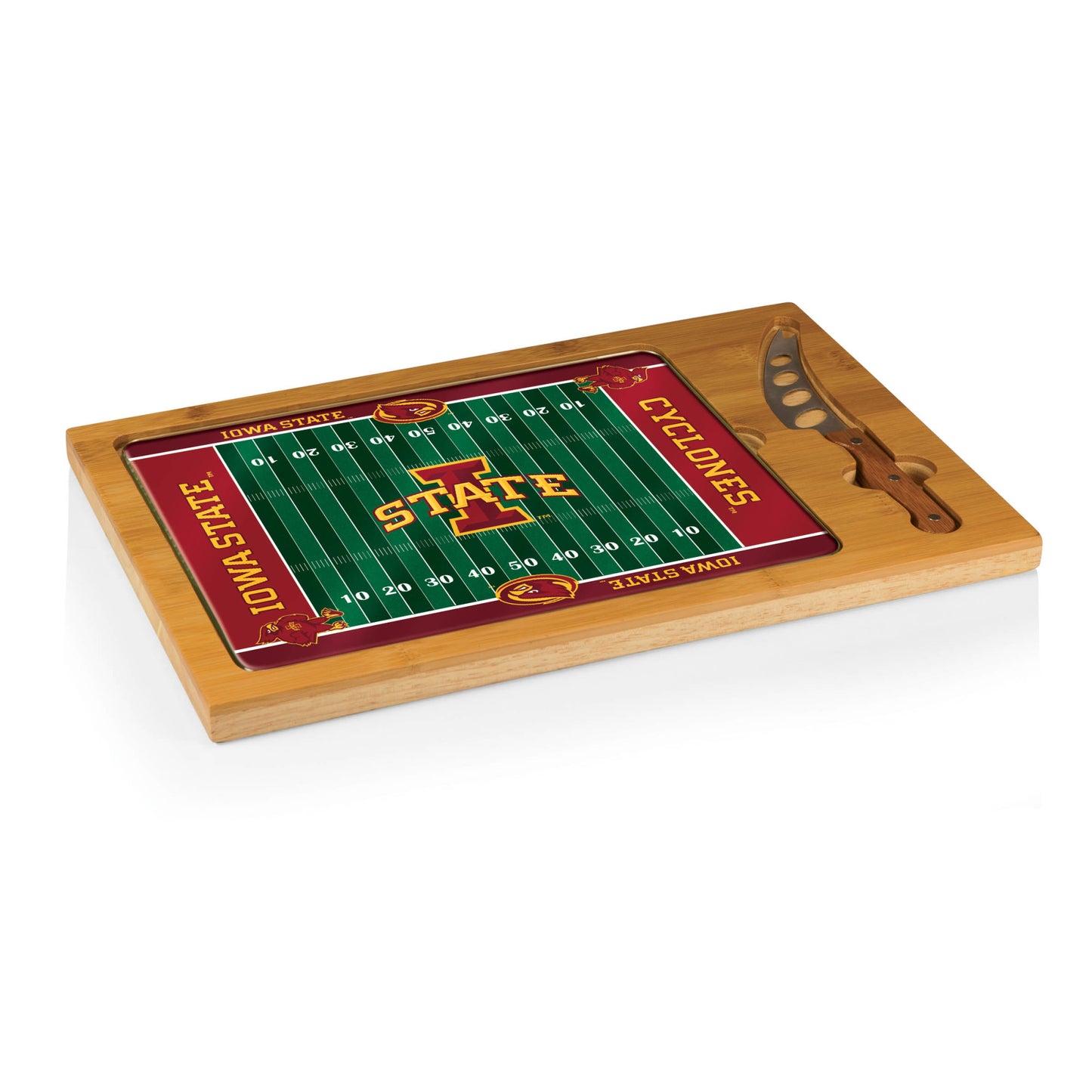 Iowa State Cyclones -  Icon Glass Top Cutting Board & Knife Set by Picnic Time