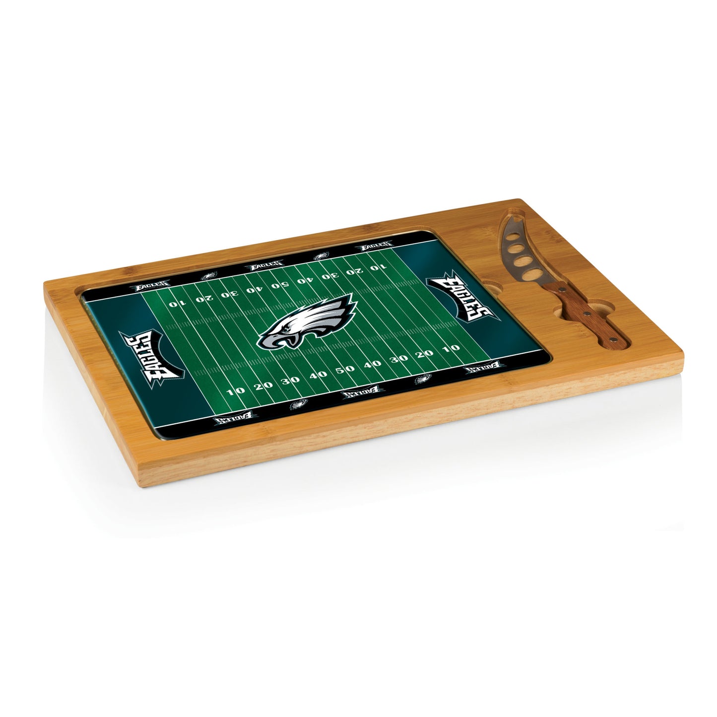 Philadelphia Eagles - Icon Glass Top Cutting Board & Knife Set by Picnic Time