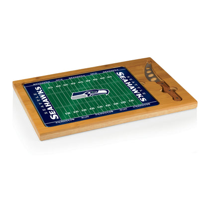 Seattle Seahawks - Icon Glass Top Cutting Board & Knife Set by Picnic Time