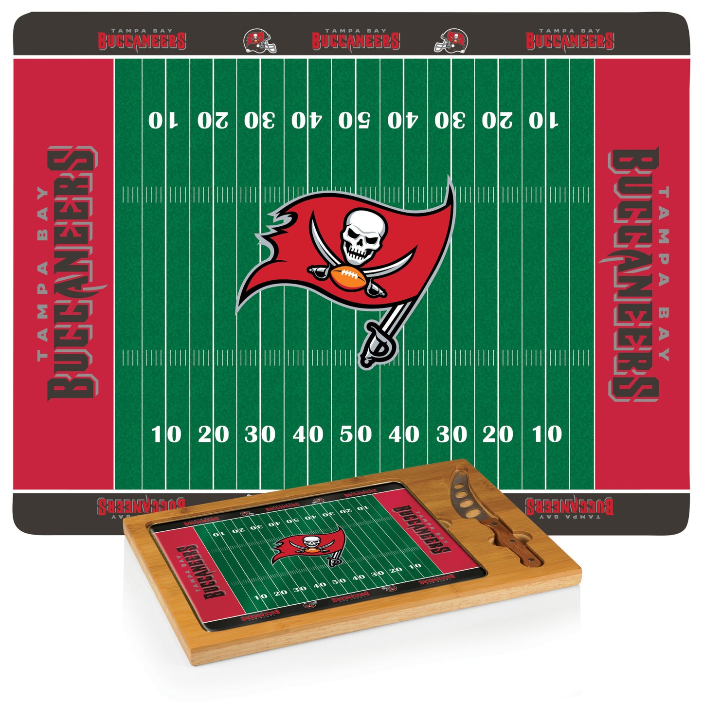 Tampa Bay Buccaneers - Icon Glass Top Cutting Board & Knife Set by Picnic Time