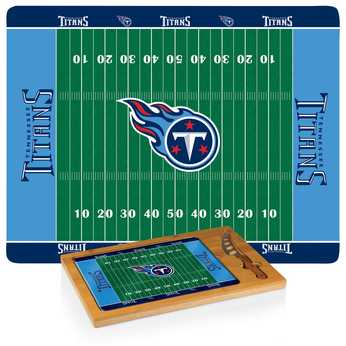 Tennessee Titans - Icon Glass Top Cutting Board & Knife Set by Picnic Time