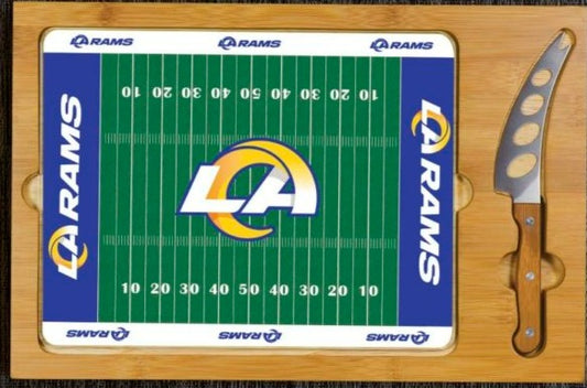 Los Angeles Rams - Icon Glass Top Cutting Board & Knife Set by Picnic Time