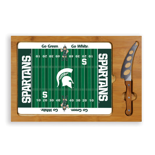 Michigan State Spartans Football - Icon Glass Top Cutting Board & Knife Set by Picnic Time