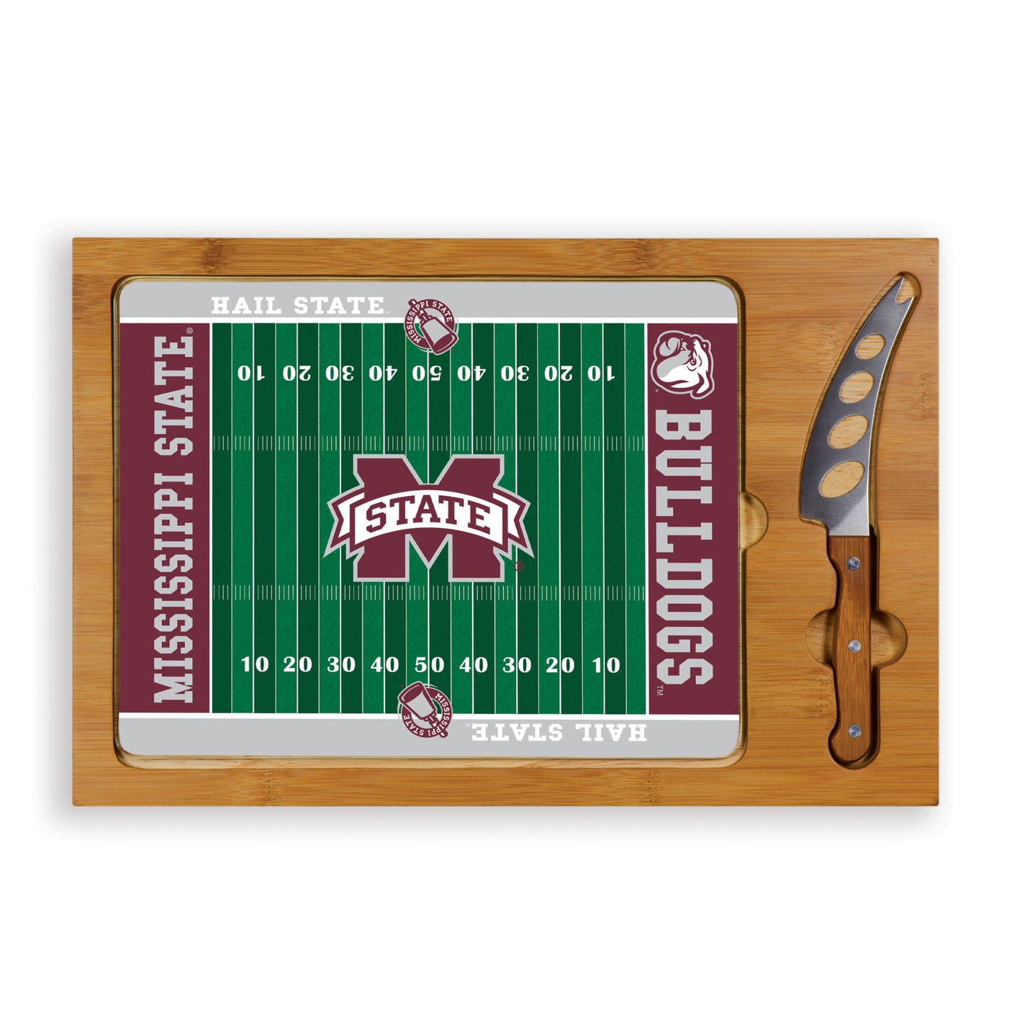 Mississippi State Bulldogs -  Icon Glass Top Cutting Board & Knife Set by Picnic Time