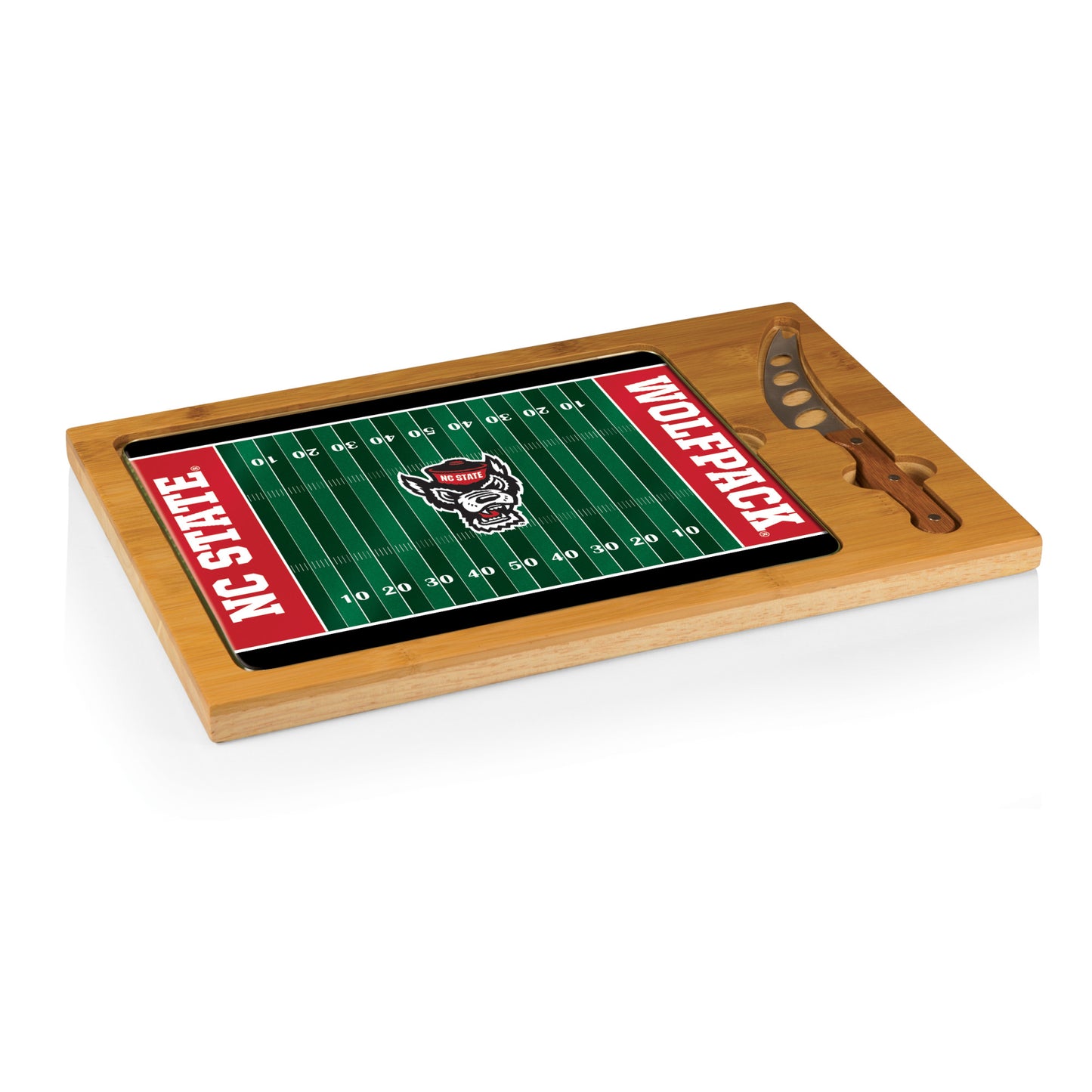 North Carolina State Wolfpack Football -  Icon Glass Top Cutting Board & Knife Set by Picnic Time
