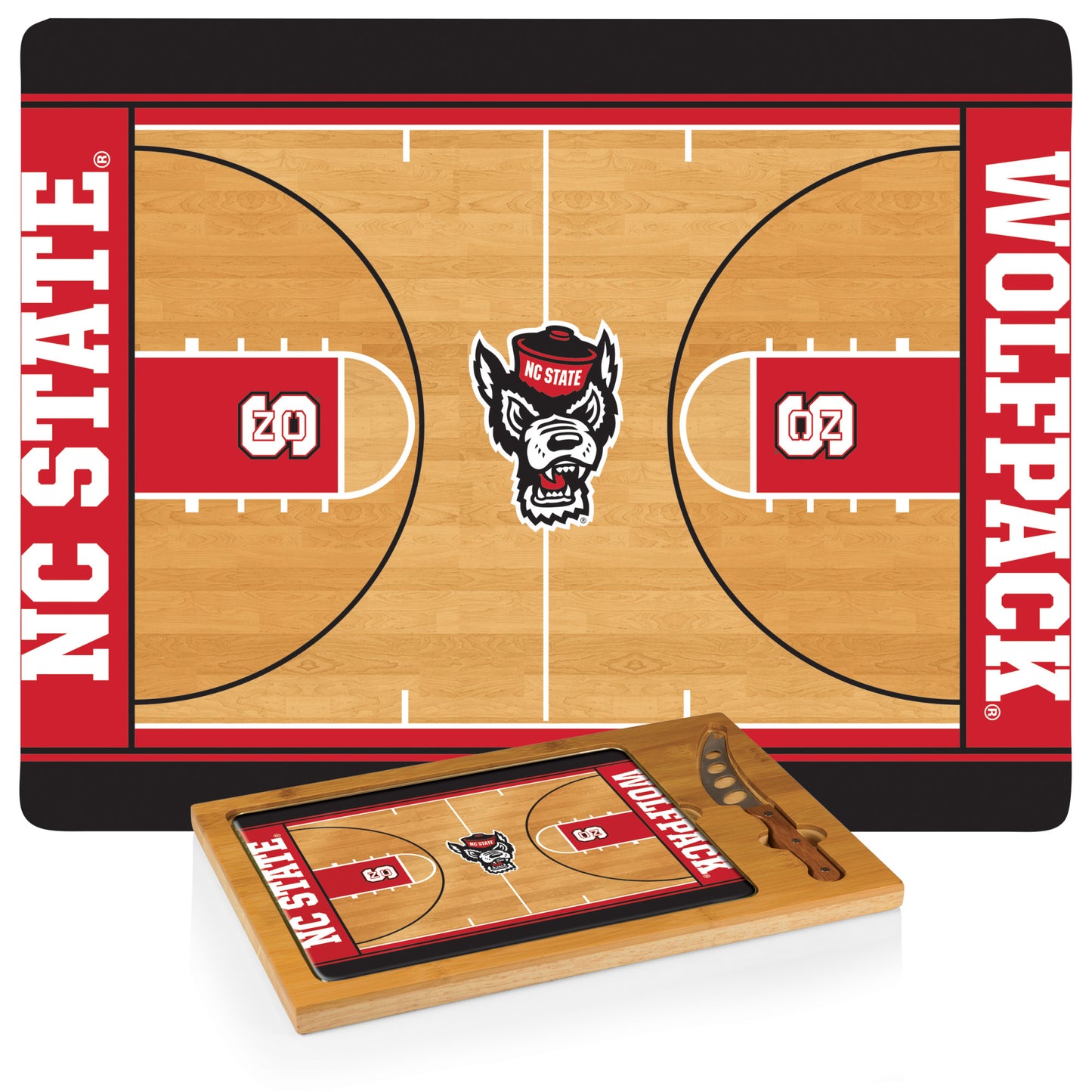 North Carolina State Wolfpack Basketball -  Icon Glass Top Cutting Board & Knife Set by Picnic Time