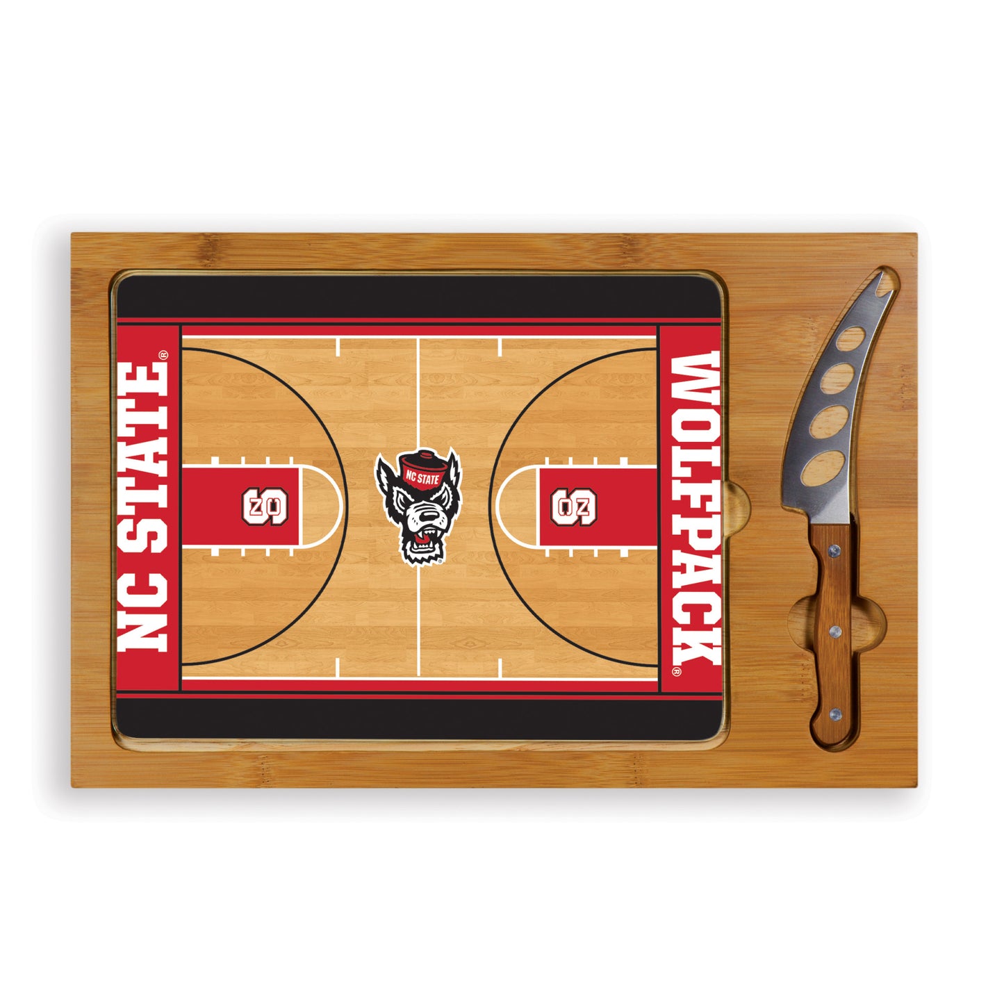 North Carolina State Wolfpack Basketball -  Icon Glass Top Cutting Board & Knife Set by Picnic Time
