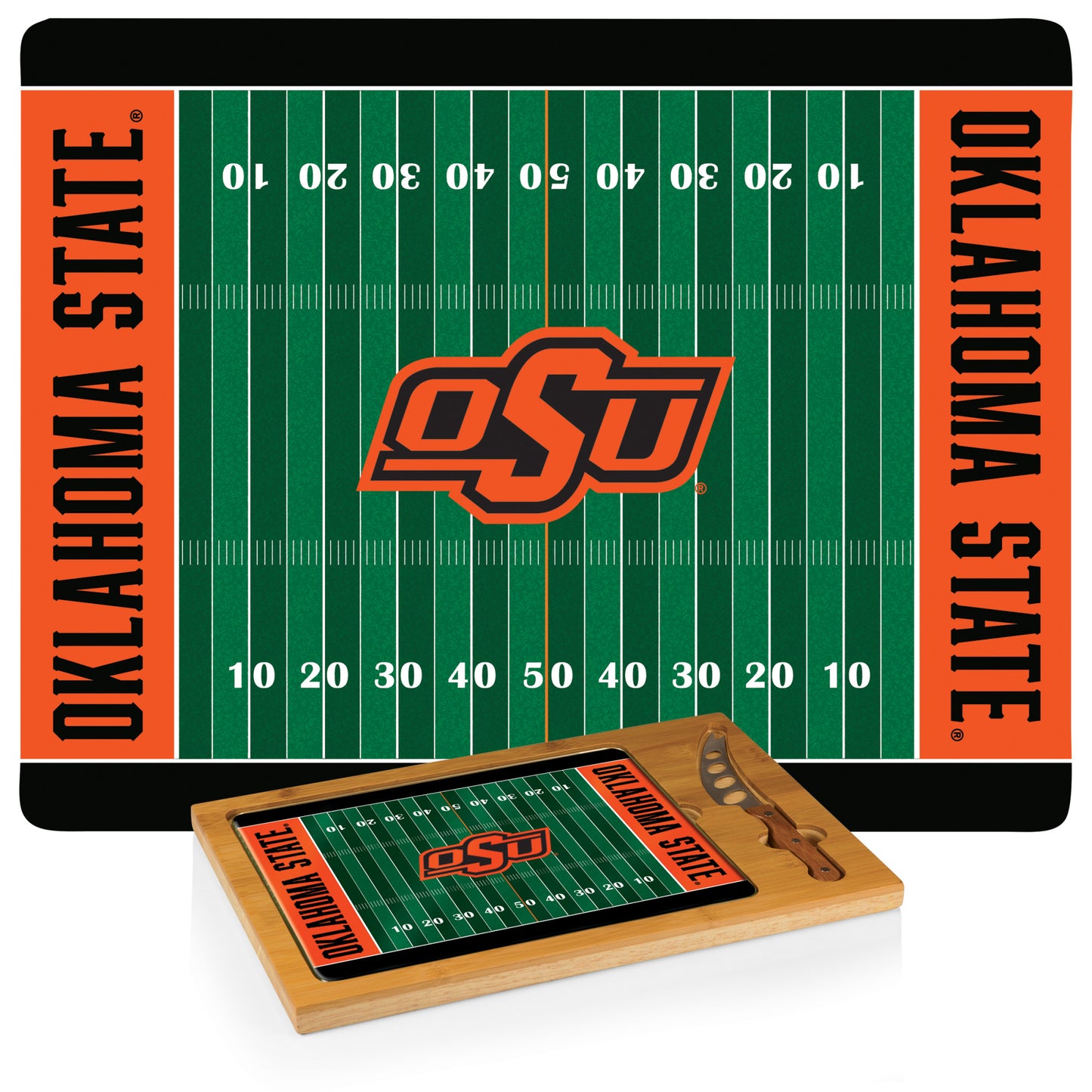 Oklahoma State Cowboys -  Icon Glass Top Cutting Board & Knife Set by Picnic Time