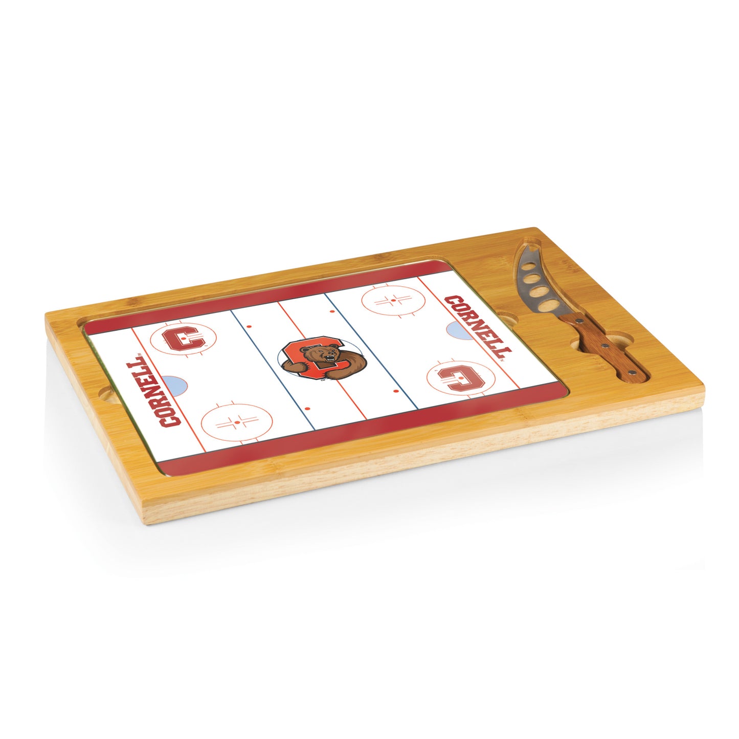 Cornell Big Red - Icon Glass Top Cutting Board & Knife Set by Picnic Time