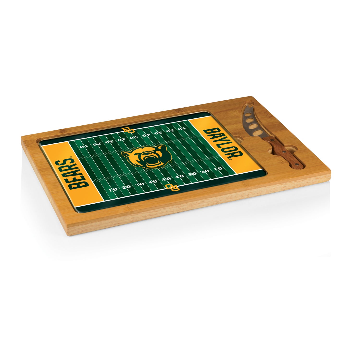Baylor Bears – Icon Glass Top Cutting Board & Knife Set by Picnic Time