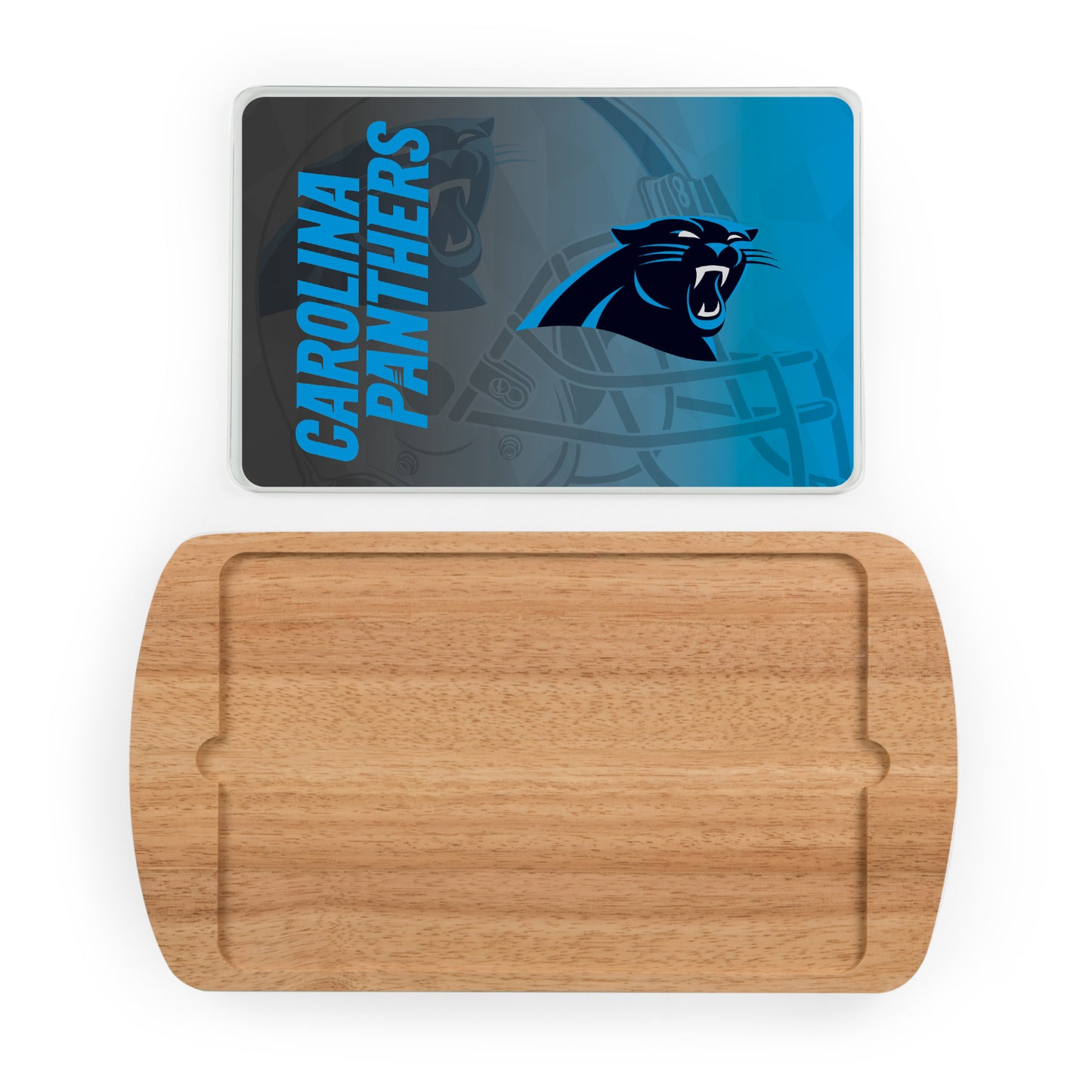 Carolina Panthers - Billboard Glass Top Serving Tray, (Rubberwood) by Picnic Time