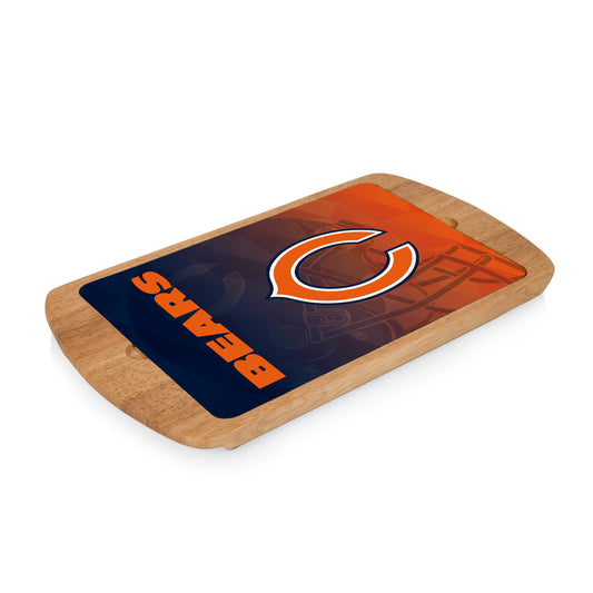 Chicago Bears - Billboard Glass Top Serving Tray, (Rubberwood) by Picnic Time