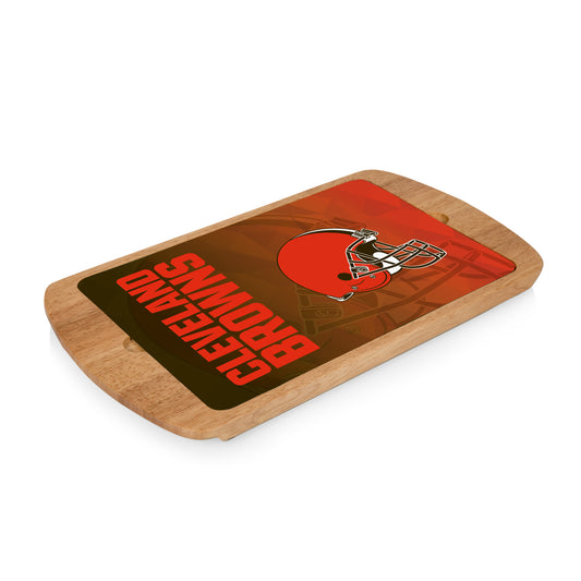 Cleveland Browns - Billboard Glass Top Serving Tray, (Rubberwood) by Picnic Time