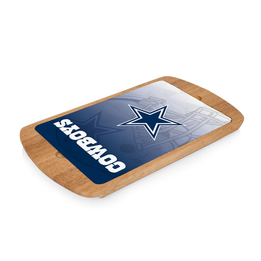 Dallas Cowboys - Billboard Glass Top Serving Tray, (Rubberwood) by Picnic Time