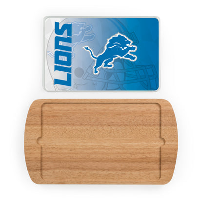 Detroit Lions - Billboard Glass Top Serving Tray, (Rubberwood) by Picnic Time