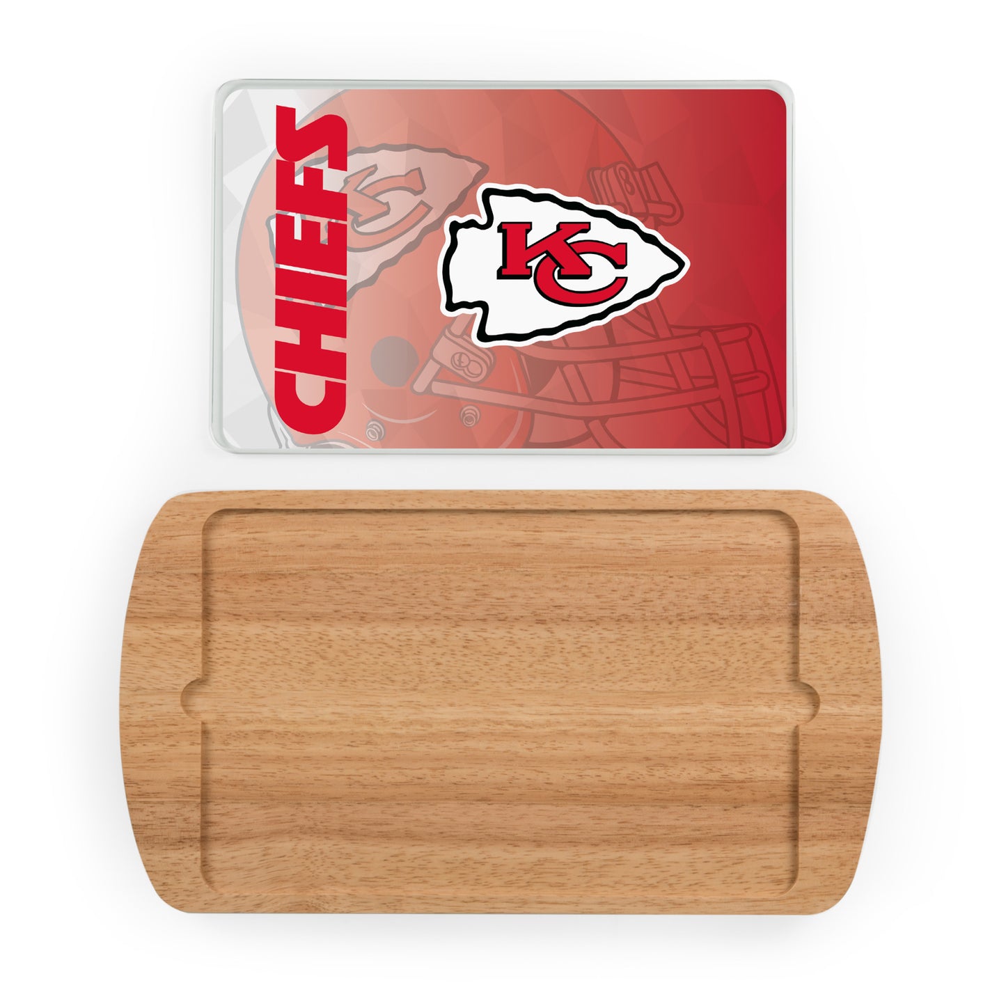 Kansas City Chiefs - Billboard Glass Top Serving Tray, (Rubberwood) by Picnic Time