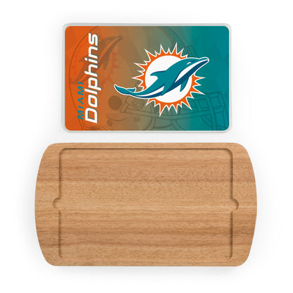 Miami Dolphins - Billboard Glass Top Serving Tray, (Rubberwood) by Picnic Time