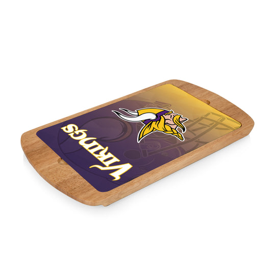 Minnesota Vikings - Billboard Glass Top Serving Tray, (Rubberwood) by Picnic Time