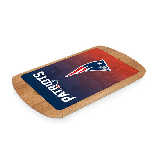 New England Patriots - Billboard Glass Top Serving Tray, (Rubberwood) by Picnic Time