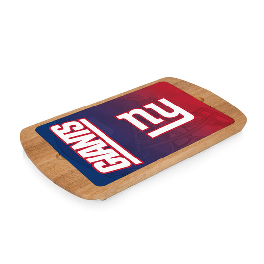 New York Giants - Billboard Glass Top Serving Tray, (Rubberwood) by Picnic Time