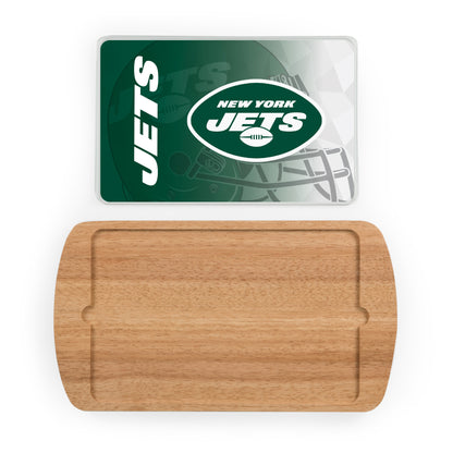 New York Jets - Billboard Glass Top Serving Tray, (Rubberwood) by Picnic Time