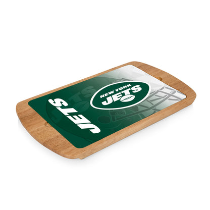 New York Jets - Billboard Glass Top Serving Tray, (Rubberwood) by Picnic Time