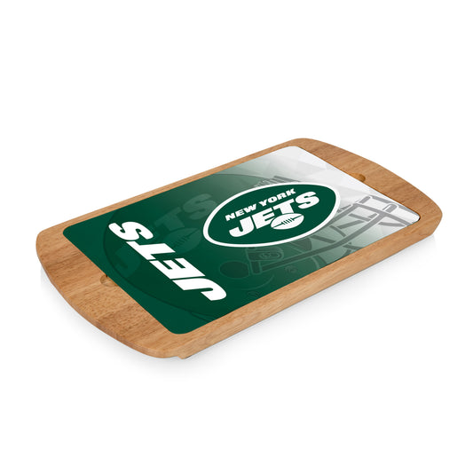 New York Jets - Billboard Glass Top Serving Tray, (Rubberwood) by Picnic Time