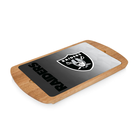 Las Vegas Raiders - Billboard Glass Top Serving Tray, (Rubberwood) by Picnic Time