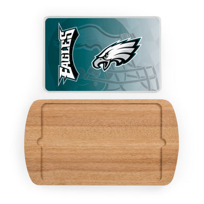 Philadelphia Eagles - Billboard Glass Top Serving Tray, (Rubberwood) by Picnic Time